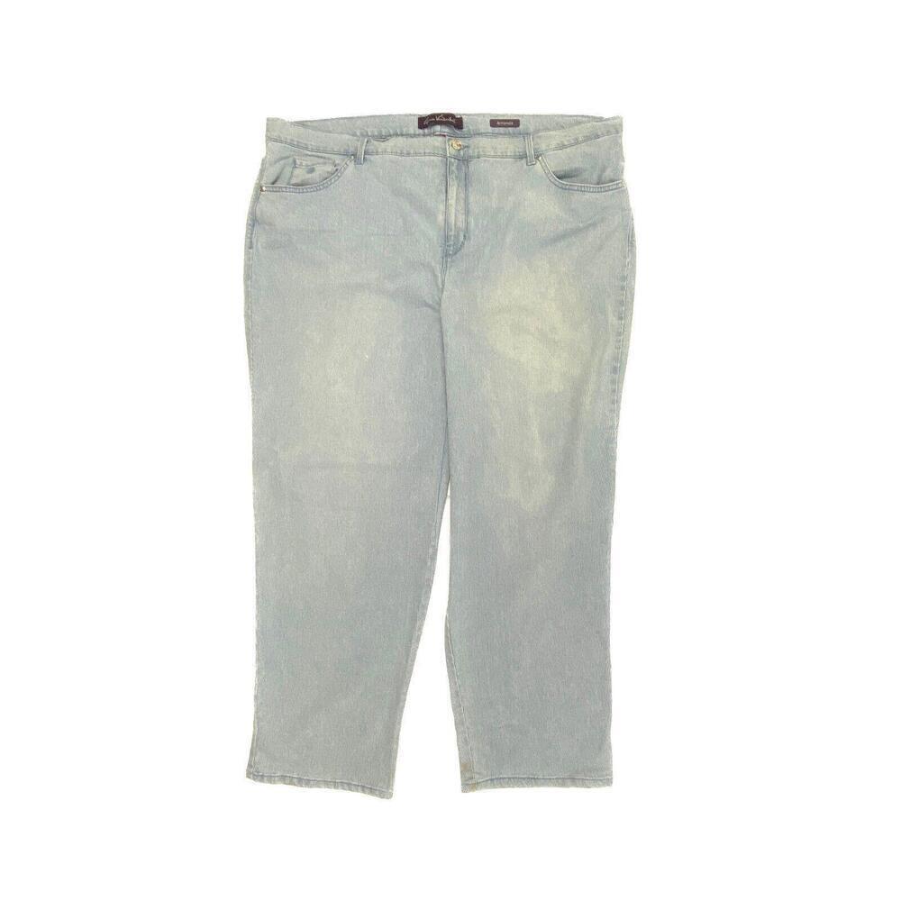 Gloria Vanderbilt Amanda Jeans Women 24W Blue Pinstripe Straight Leg R5338‎